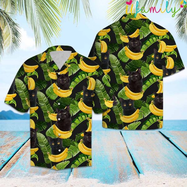 Black Cat Banana Hawaiian Shirt