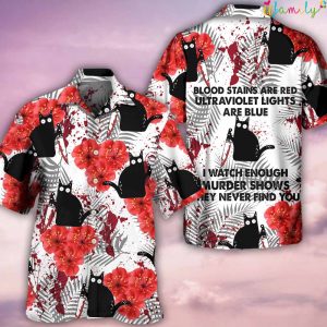 Black Cat Blood Stains Hawaiian Shirt 1