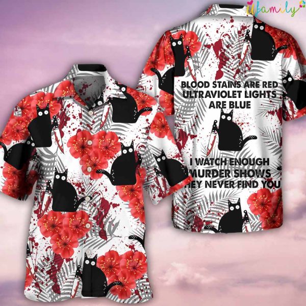 Black Cat Blood Stains Hawaiian Shirt