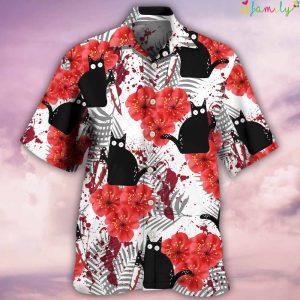 Black Cat Blood Stains Hawaiian Shirt 2