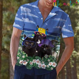 Black Cat Diving Beach Hawaiian Shirt 1