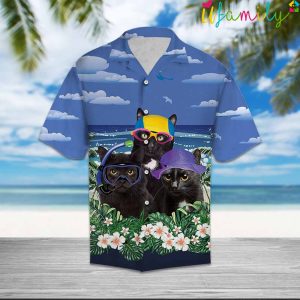 Black Cat Diving Beach Hawaiian Shirt 2