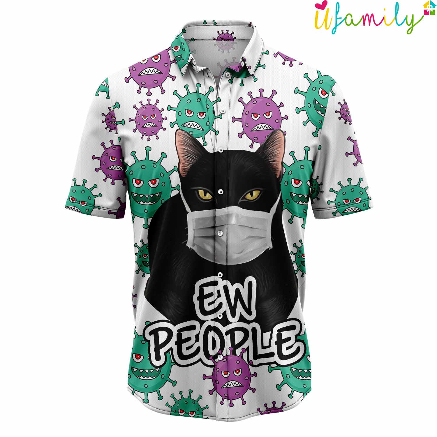 Black Cat Ew People Hawaiian Shirt