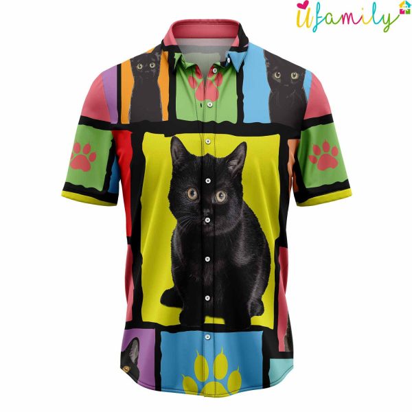 Black Cat Fur Colors Hawaiian Shirt