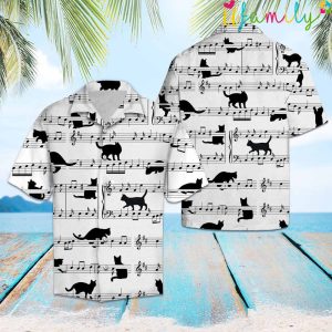 Black Cat Music Notes Hawaiian Shirt 2