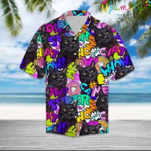 Black Cat Pop Art Hawaiian Shirt 2