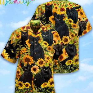 Black Cat Sunflower Love Hawaiian Shirt 1