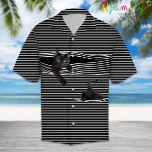 Black Cat Torn Line Hawaiian Shirt 3