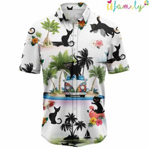 Black Cat Vacation Hawaiian Shirt 1