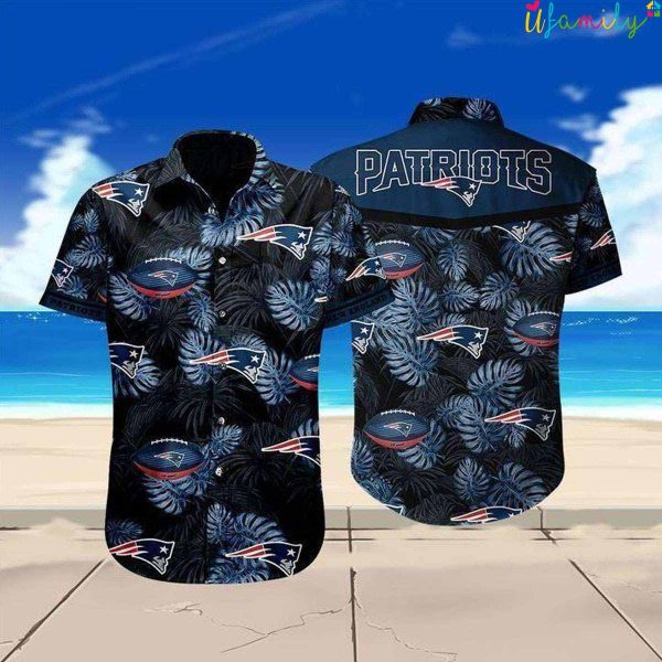 Black Tropical NFL Patriots Hawaiian Shirt