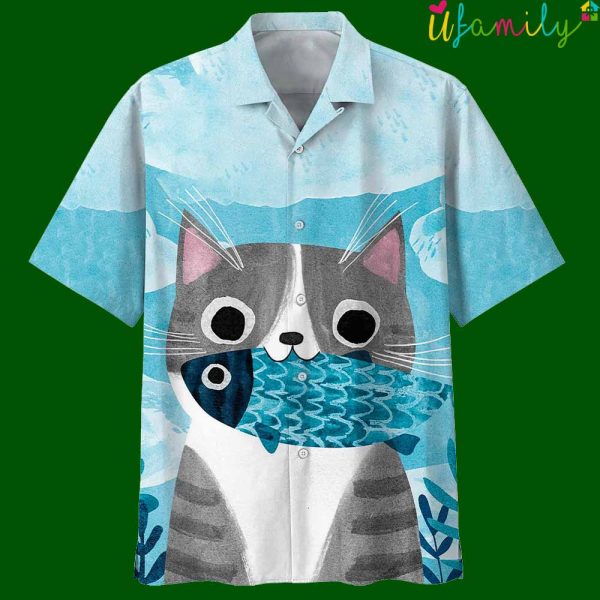 Blue Cat Fish Hawaiian Shirt