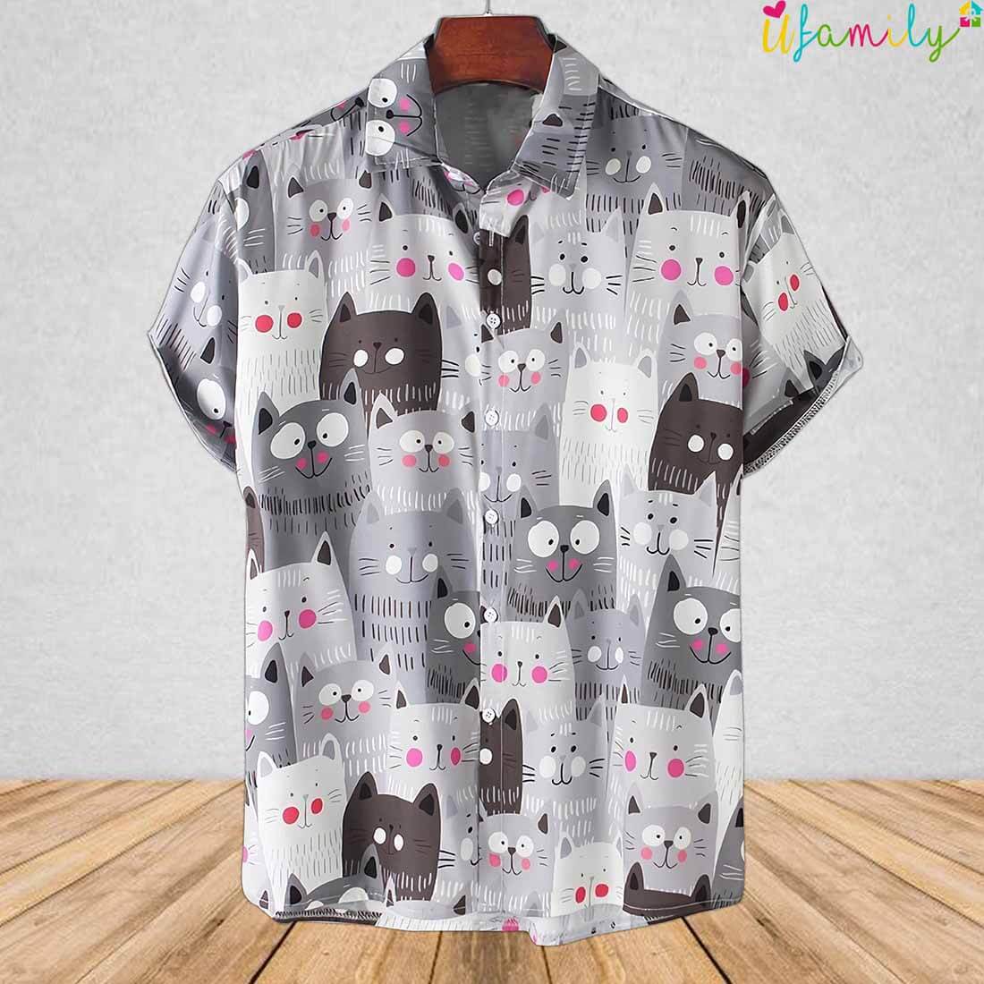 Cartoon Cat Hawaiian Shirt