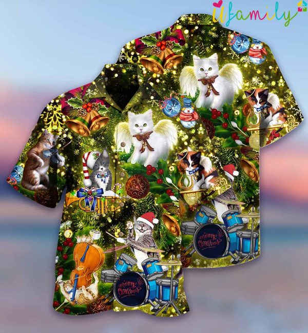 Cat Christmas Angel Hawaiian Shirt