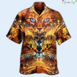 Cat Cool Flaming Hawaiian Shirt 2
