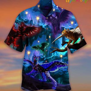 Cat Fly Dark Hawaiian Shirt