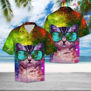Cat Galaxy Colors Hawaiian Shirt