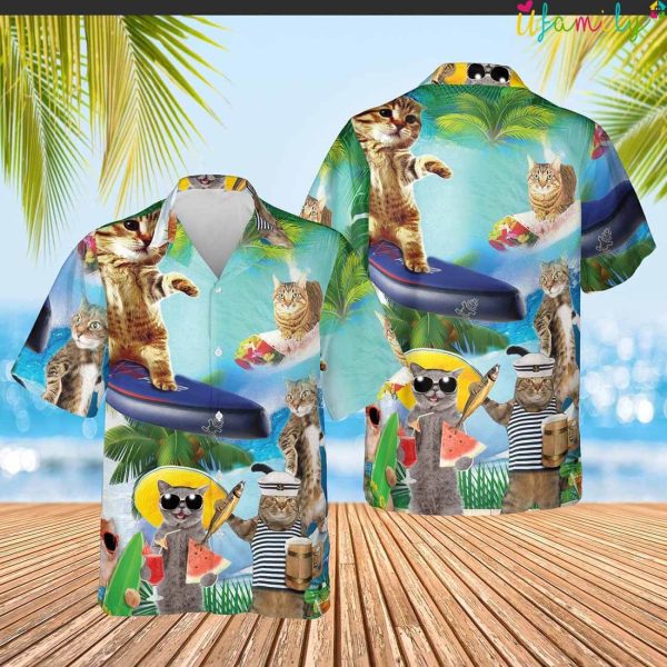 Cat On The Beach Hawaiian Shirt