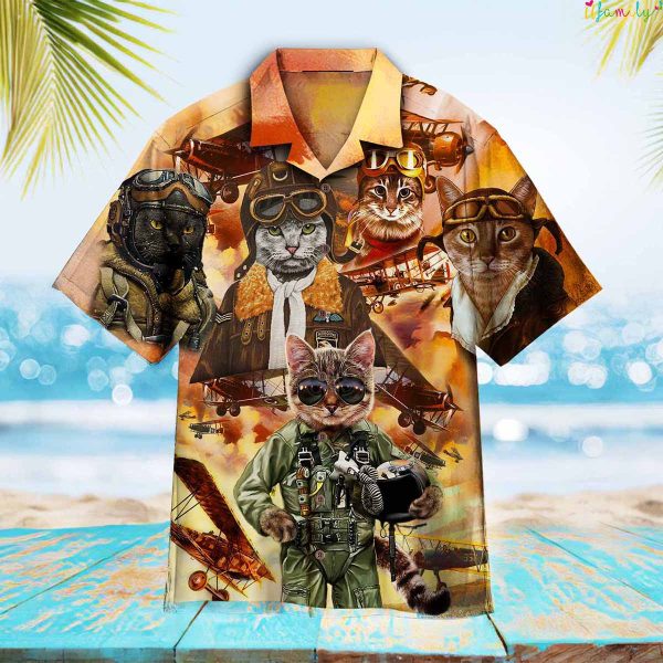 Cat Pilot Hawaiian Shirt