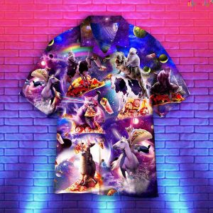 Cat Riding Unicorn In Galaxy With Taco Hawaiian Shirt