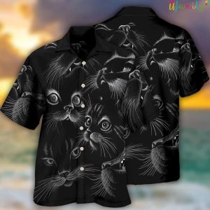 Cat Style Black Hawaiian Shirt 1