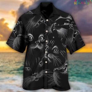 Cat Style Black Hawaiian Shirt 2