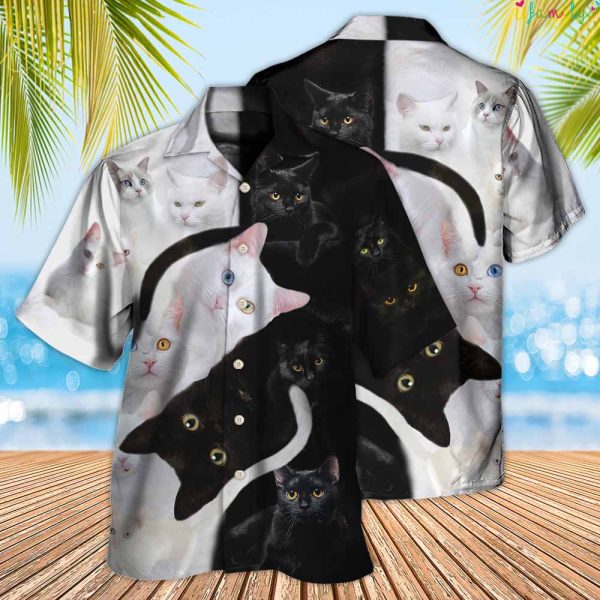 Cat Yin Yang Hawaiian Shirt,Hawaiian Shirts For Cats