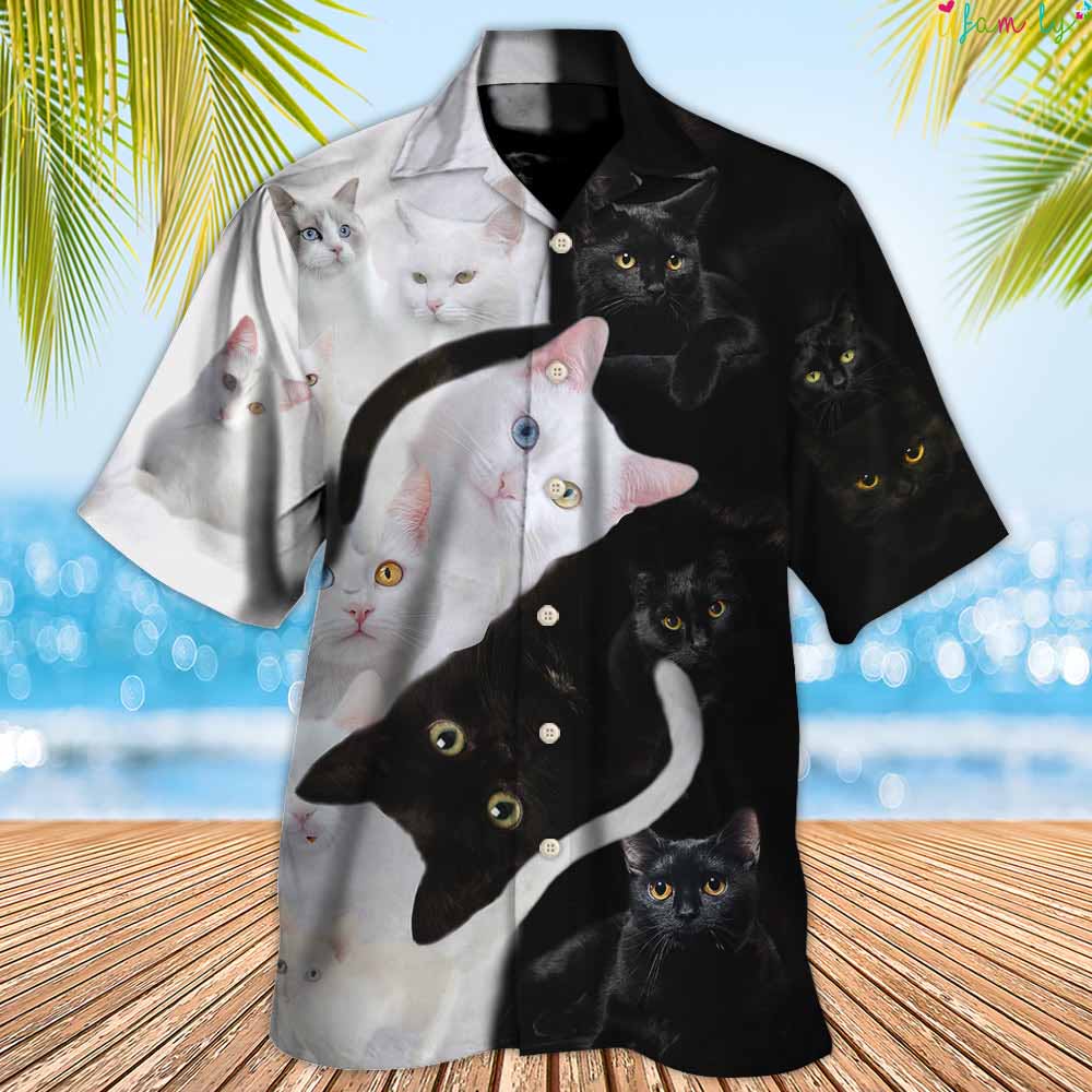 Cat Yin Yang Hawaiian Shirt,Hawaiian Shirts For Cats