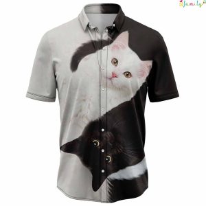 Cat Yin Yang Hawaiin Shirt 1