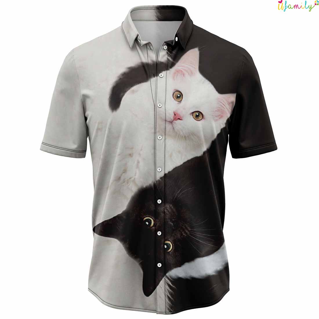 Cat Yin Yang Hawaiin Shirt