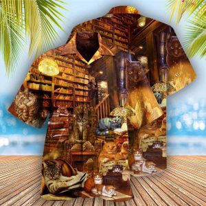 Cats And BooksHawaiian Shirt With Cats 1 1