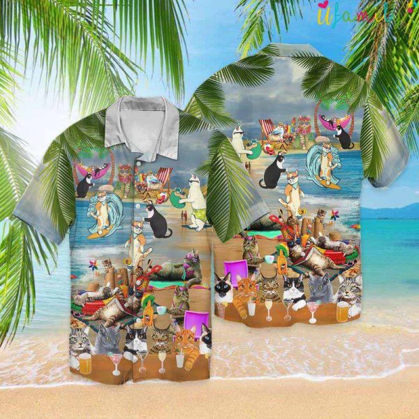 Cats On Holiday Summer Beach Hawaiian Shirt