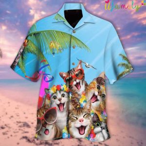 Cat Summer Beach Hawaiian Shirt