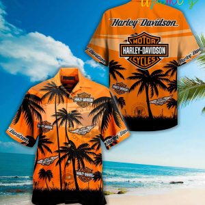 Coconut Palm Island Harley Hawaiian Shirt