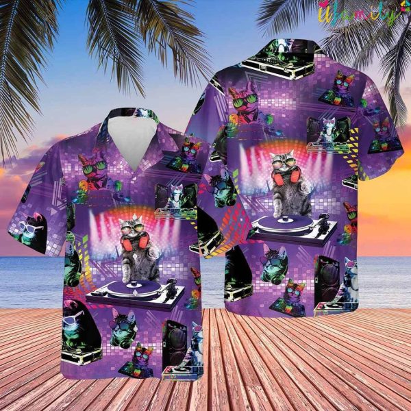 Coloring Cat DJ Player Hawaiian Shirt