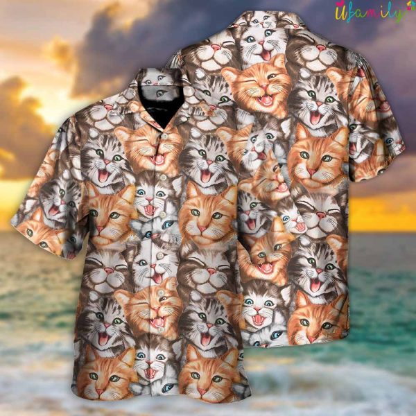 Cute Happy Cat Funny Hawaiian Shirt