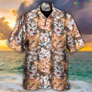 Cute Happy Cat Funny Hawaiian Shirt 2