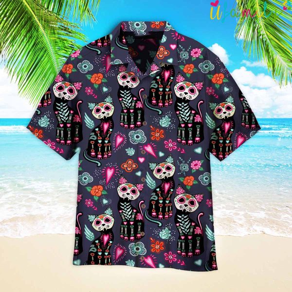 Day Of Dead Black Cat Hawaiian Shirt
