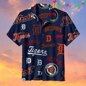 Baseball Pattern Detroit Tigers Hawaiian Shirt