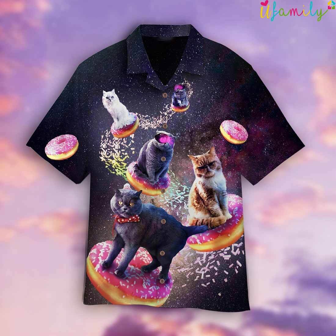 Donut Cat In Space Hawaiian Shirt