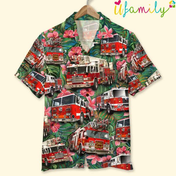 Fire Truck Hawaiian Shirt