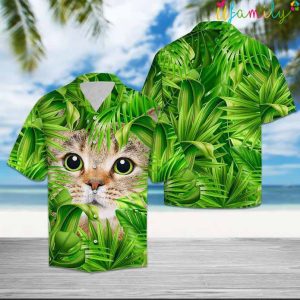 Funny Cat Hiding Hawaiian Shirt