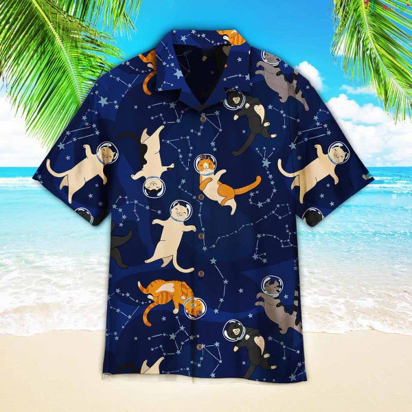 Funny Cat Space Pattern Hawaiian Shirt