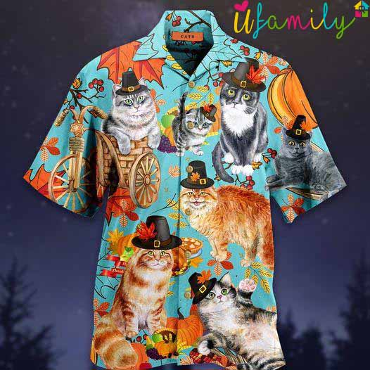 Funny Cat Thanksgiving Hawaiian Shirt