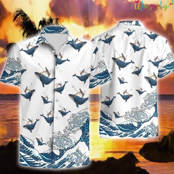 Funny Whale Cat Hawaiian Shirt