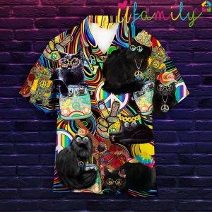 Gifts For Hippies Black Cat Hawaiian Shirt
