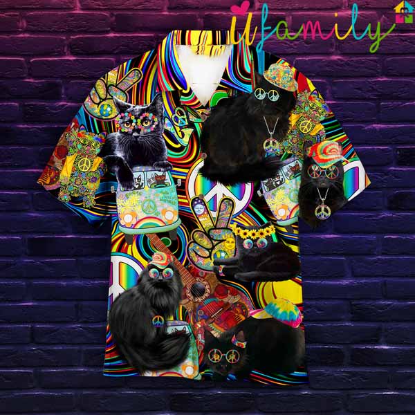 Gifts For Hippies Black Cat Hawaiian Shirt