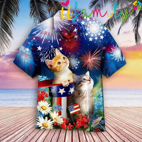 Happy 4th Of July Cat Hawaiian Shirt