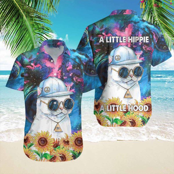 Hippie Cat Egypt Necklace Hawaiian Shirt