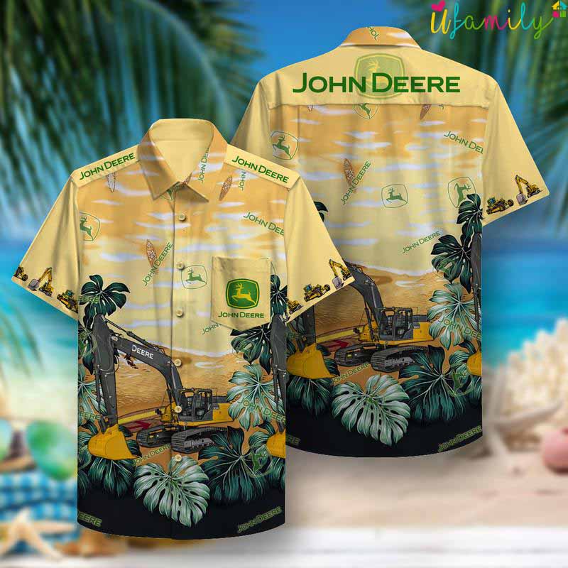 John Deere Construction Hawaiian Shirt
