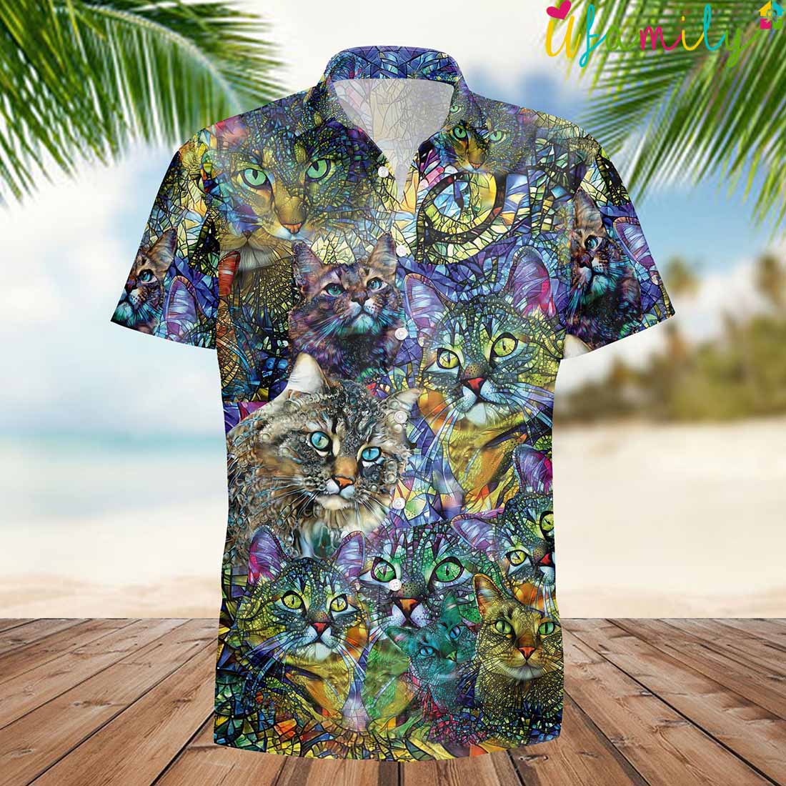 Kaleidoscope Cat Hawaiian Shirt